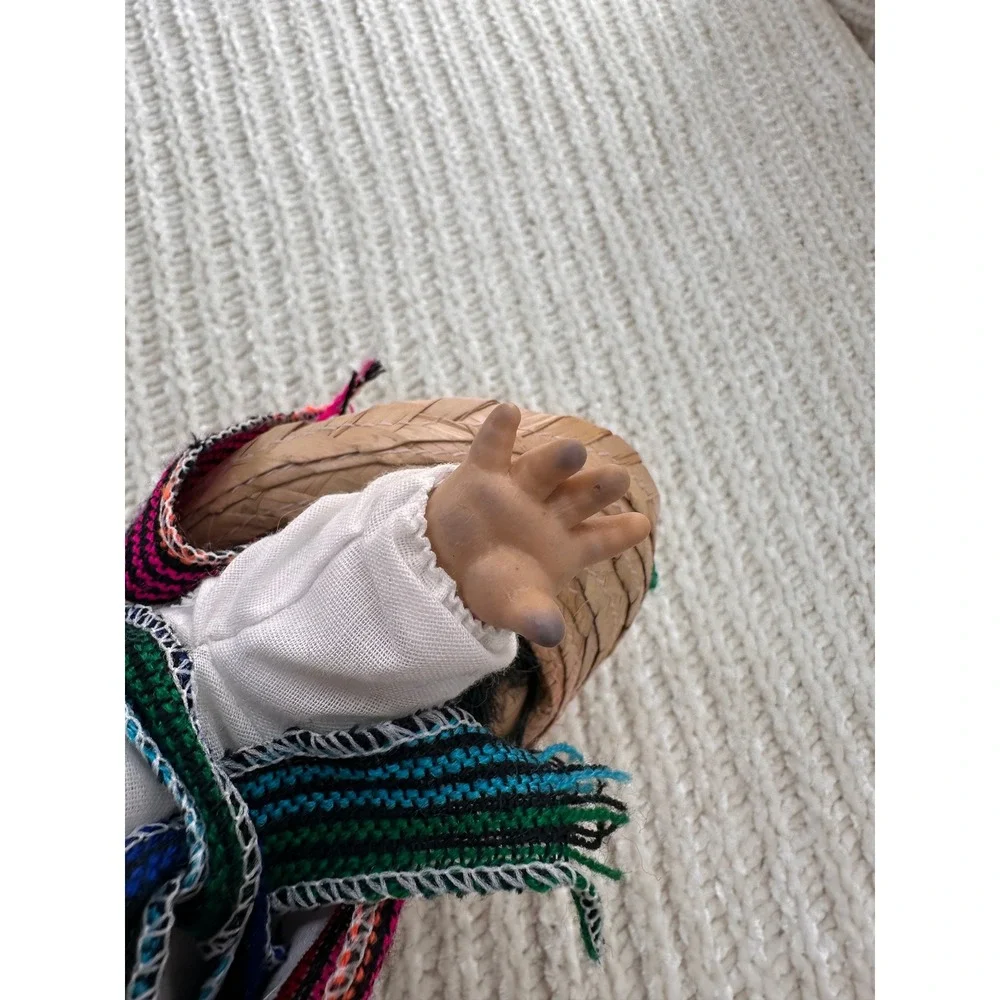 Vintage Munecas Mexicanas Souvenir Doll Mexico Sombrero Serape Huaraches 10 Inch